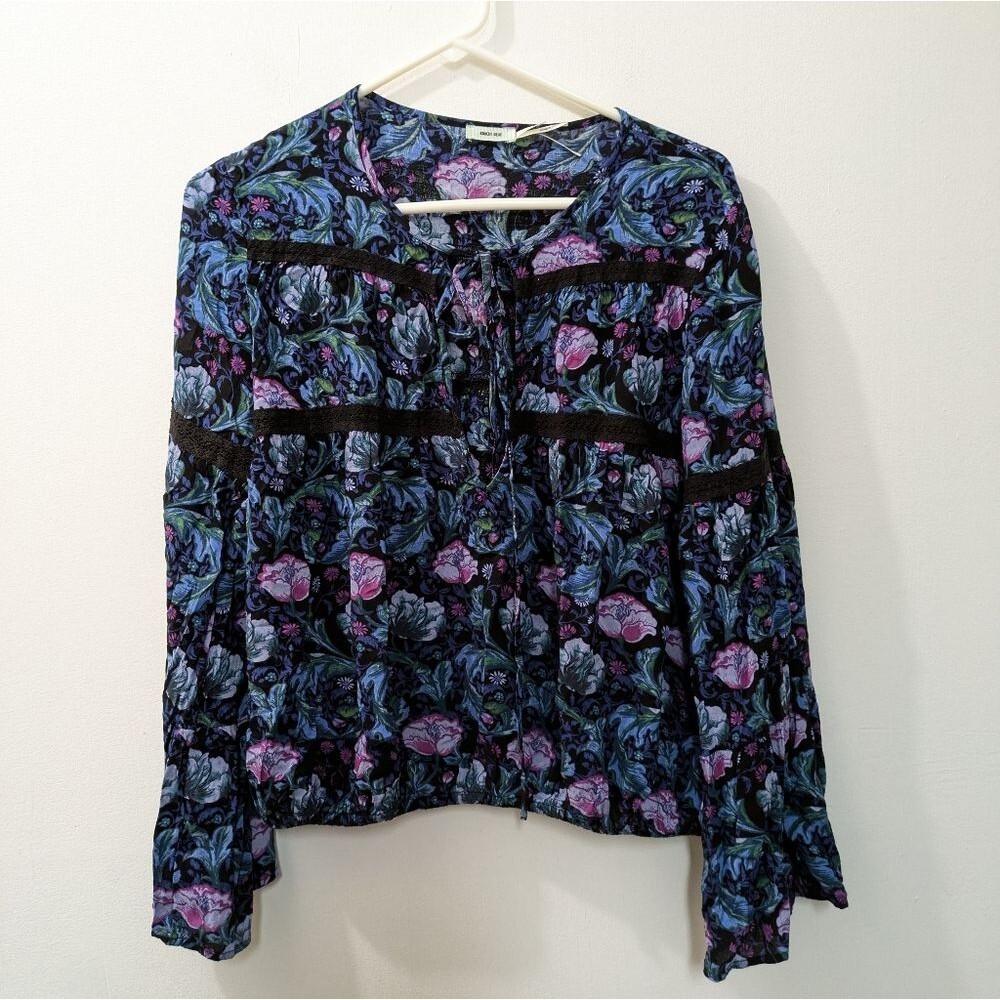 Kimchi Blue Bell Sleeve Floral Boho Blouse, Women's Medium